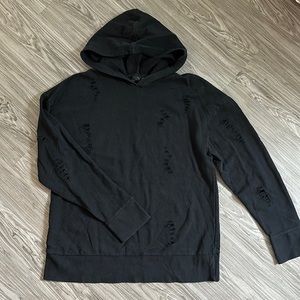 TOPSHOP Faded black destructed hoodie size 12